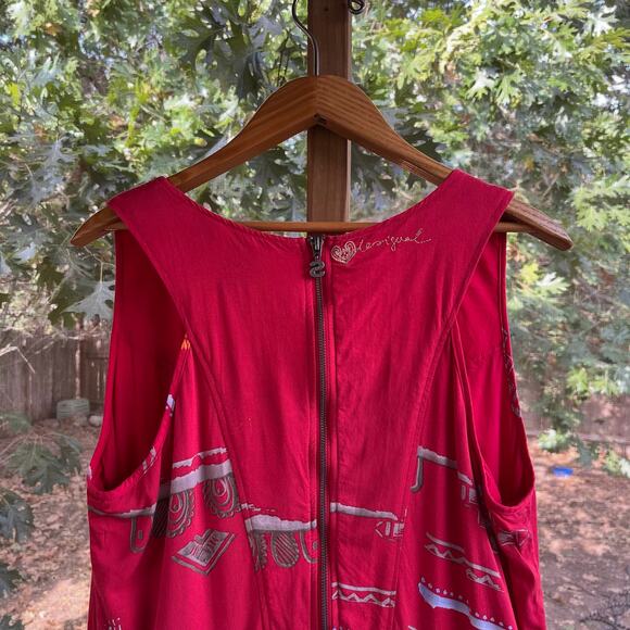 Desigual Women's Red Sleeveless Sheath Dress Boho Printed Size 44 (U.S. L) - Picture 8 of 13